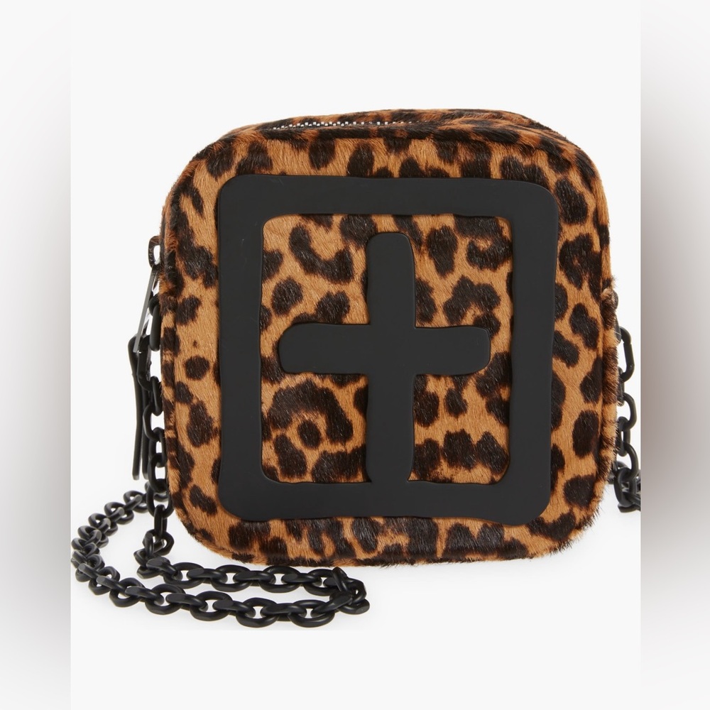 Ksubi Kube Mini Leather Crossbody Bag Leopard NWOT